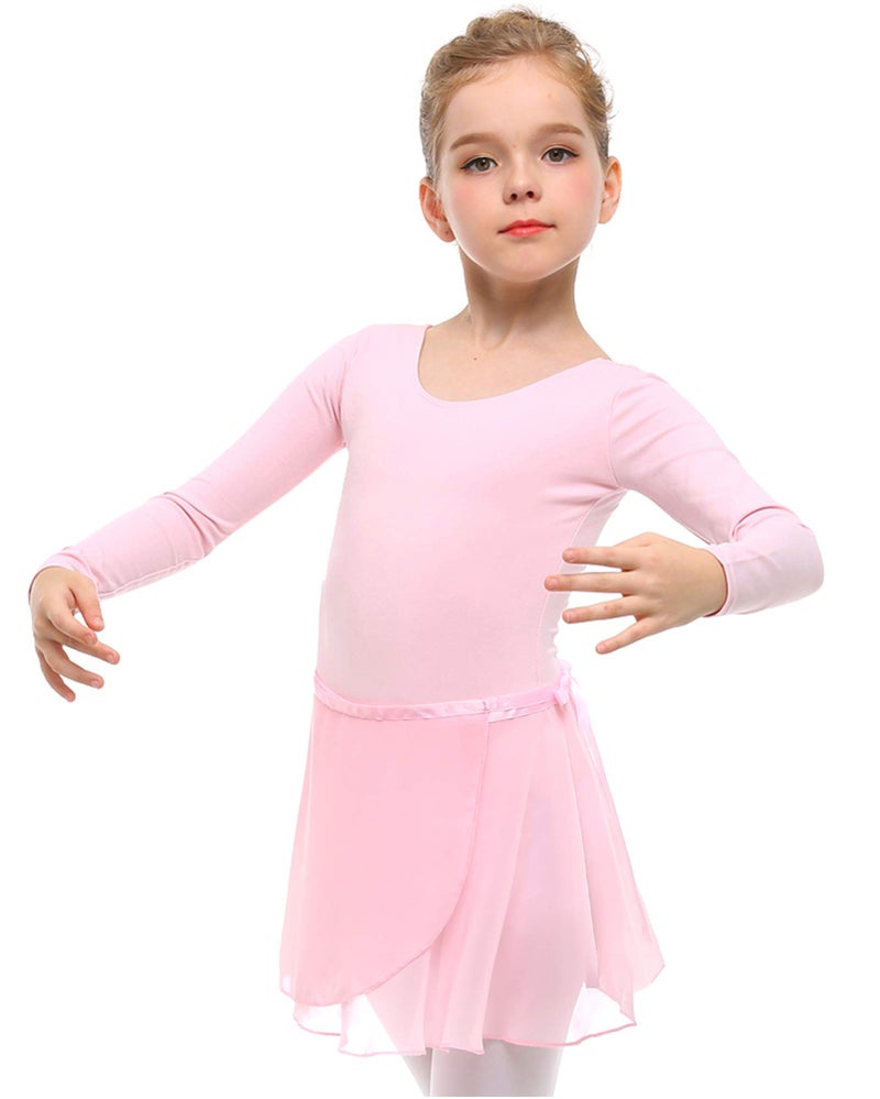 Stelle Long Sleeve Ballet Leotards for Girls Toddler Dance Dress Ballet Outfit Combo with Skirt and Tights(Ballet Pink-Long Sleeve, 110) - Image 2